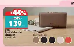 Biedronka Portfel damski skórzany na zatrzask WINGS oferta