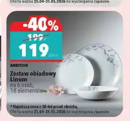 Biedronka Zestaw obiadowy Linum AMBITION na 6 osób 18 elementów oferta
