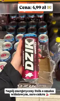 Biedronka Napój energetyczny Dzik o smaku wiśniowym zero cukru oferta