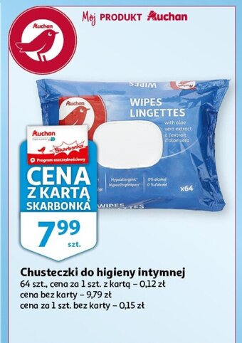 Auchan Chusteczki do higieny intymnej 64 szt. oferta