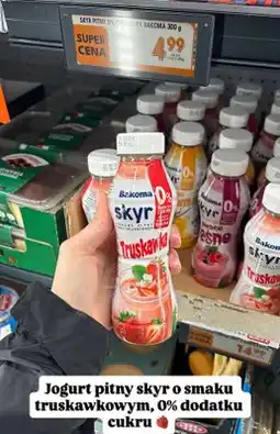Biedronka Jogurt pitny Skyr 0% cukru owoce leśne Bakoma oferta