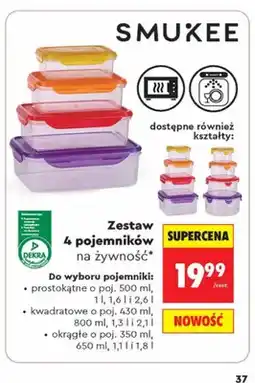 Biedronka Pojemniki na żywność Smukee kwadratowe 4-pak oferta