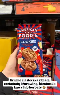Biedronka Ciastka z białą czekoladą i żurawiną American Foodie oferta