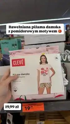 Biedronka Piżama damska CLEVÉ dwuczęściowa z pomidorowym motywem oferta