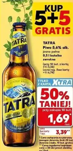 Kaufland TATRA Piwo 5,6% alk. jasne pełne oferta
