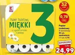 Kaufland Papier toaletowy miękki o zapachu rumianku 3-warstwowy 32 szt oferta