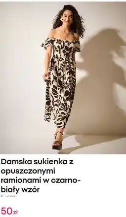 Pepco Damska sukienka z opuszczonymi ramionami w czarno-biały wzór oferta