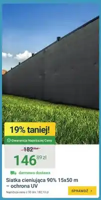 ERLI Siatka cieniująca 90% 15x50m - ochrona UV oferta