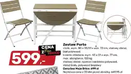 Bricomarche Zestaw Porto stolik 80x35/61x72cm stalowy stelaż blat polywood krzesło składane 43x51x77cm oferta