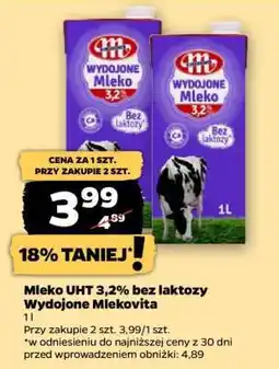 Netto Mleko UHT 3,2% bez laktozy Wydojone Mlekovita oferta