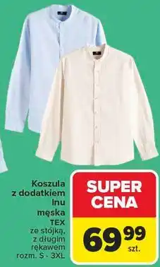 Carrefour Koszula ze stójką z dodatkiem lnu męska TEX oferta