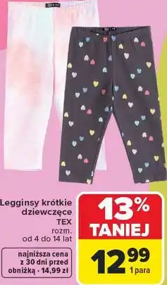 Carrefour Legginsy krótkie dziewczęce TEX oferta