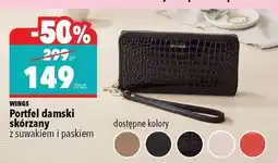 Biedronka WINGS Portfel damski skórzany z suwakiem i paskiem oferta