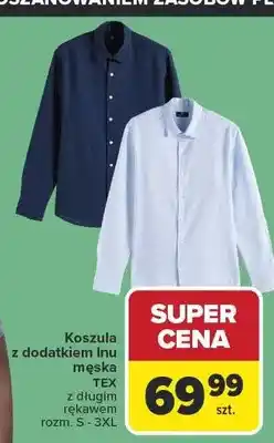 Carrefour Koszula z dodatkiem lnu męska TEX z długim rękawem rozm. S-3XL oferta