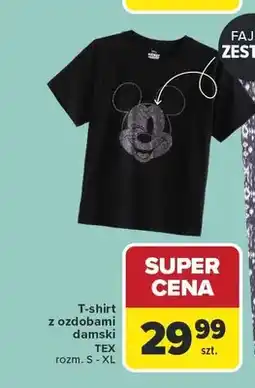 Carrefour T-shirt z ozdobami damski TEX rozm. S-XL oferta