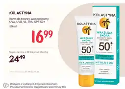 Rossmann Krem do twarzy wodoodporny UVA UVB VL IRA SPF 50+ KOLASTYNA oferta