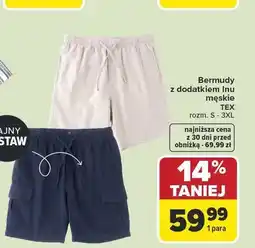 Carrefour Bermudy z dodatkiem lnu męskie TEX rozm. S-3XL oferta