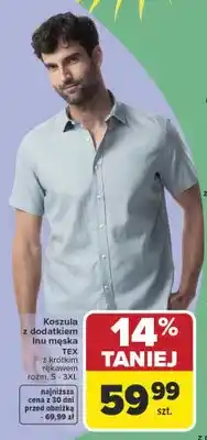 Carrefour Koszula z dodatkiem lnu męska TEX z krótkim rękawem rozm. S-3XL oferta