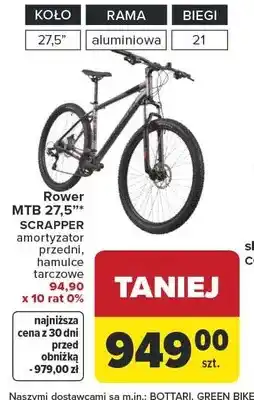 Carrefour Rower MTB 27,5 SCRAPPER amortyzator przedni hamulce tarczowe oferta