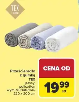 Carrefour Prześcieradło z gumką TEX jersey, policotton wym. 90/140/160/220x200cm oferta