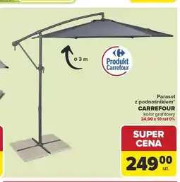 Carrefour Parasol z podnośnikiem Carrefour kolor grafitowy śr. 3m oferta