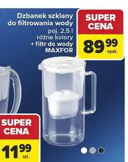 Carrefour Dzbanek szklany do filtrowania wody AQUAPHOR poj. 2,5l + filtr do wody MAXFOR oferta