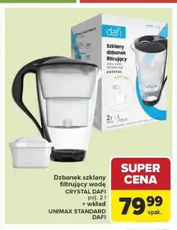 Carrefour Dzbanek szklany filtrujący wodę DAFI CRYSTAL 2l + wkład UNIMAX STANDARD DAFI oferta