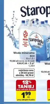 Carrefour Woda mineralna Staropolanka 800 6-pak oferta
