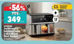 Biedronka Frytkownica beztłuszczowa EXTRALINK z okienkiem Dual Basket 2 komory srebrna 2500W 6,5l i 3,5l oferta