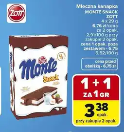 Carrefour Mleczna kanapka Monte Snack Zott 4-pak oferta