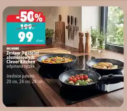 Biedronka Zestaw 3 patelni aluminiowych Clever Kitchen odpinana rączka średnice patelni: 20cm, 24cm, 28cm oferta