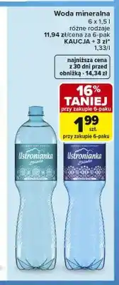 Carrefour Woda mineralna Ustronianka Biała niegazowana 6-pak oferta