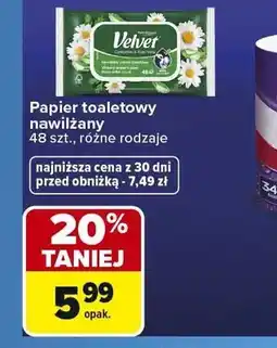 Carrefour Papier toaletowy nawilżany Velvet oferta
