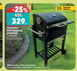 Biedronka Grill węglowy premium z pokrywą TIME FOR GRILL 93x43x95cm oferta