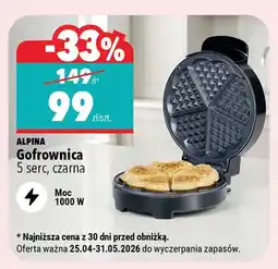 Biedronka Gofrownica ALPINA 5 serc czarna 1000W oferta