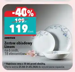 Biedronka Zestaw obiadowy AMBITION Linum na 6 osób 18 elementów oferta