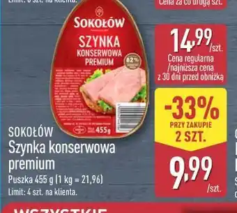 ALDI Szynka konserwowa premium SOKOŁÓW oferta