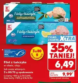 Kaufland Filet z tuńczyka w oliwie, oleju lub sosie własnym K-Classic oferta