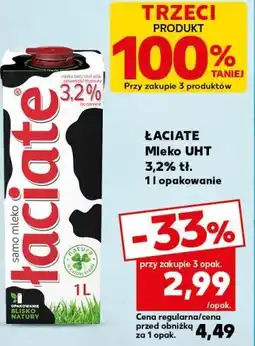 Kaufland ŁACIATE Mleko UHT 3,2% tł. 1 l opakowanie oferta