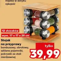 Kaufland Stojak na przyprawy bambusowy, obrotowy, szklane pojemniki, pokrywki ze stali nierdzewnej oferta