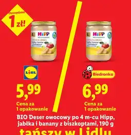 Lidl BIO Deser owocowy po 4m-cu Hipp jabłka i banany z biszkoptami oferta