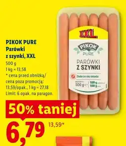 Lidl Parówki z szynki XXL PIKOK PURE oferta