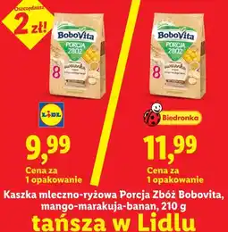 Lidl Kaszka mleczno-ryżowa Bobovita Porcja Zbóż mango-marakuja-banan oferta