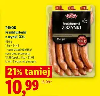 Lidl Frankfurterki z szynki XXL PIKOK oferta