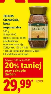 Lidl Kawa rozpuszczalna Jacobs Cronat Gold oferta