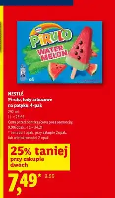 Lidl Lody arbuzowe na patyku NESTLÉ Pirulo 4-pak oferta