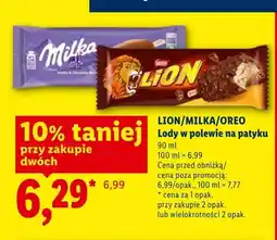 Lidl Lody w polewie na patyku LION oferta