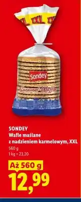 Lidl Wafle maślane z nadzieniem karmelowym XXL Sondey oferta