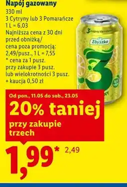 Lidl Napój gazowany 3 Cytryny ZBYSZKO oferta