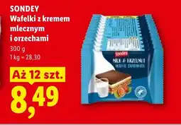 Lidl Wafelki z kremem mlecznym i orzechami SONDEY oferta